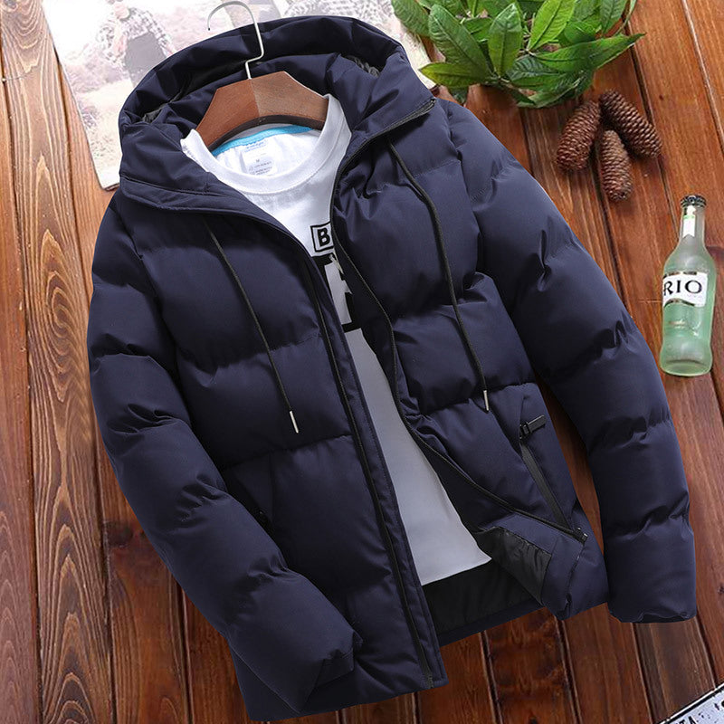 Winter Men's Solid Color Hooded Padded Coat