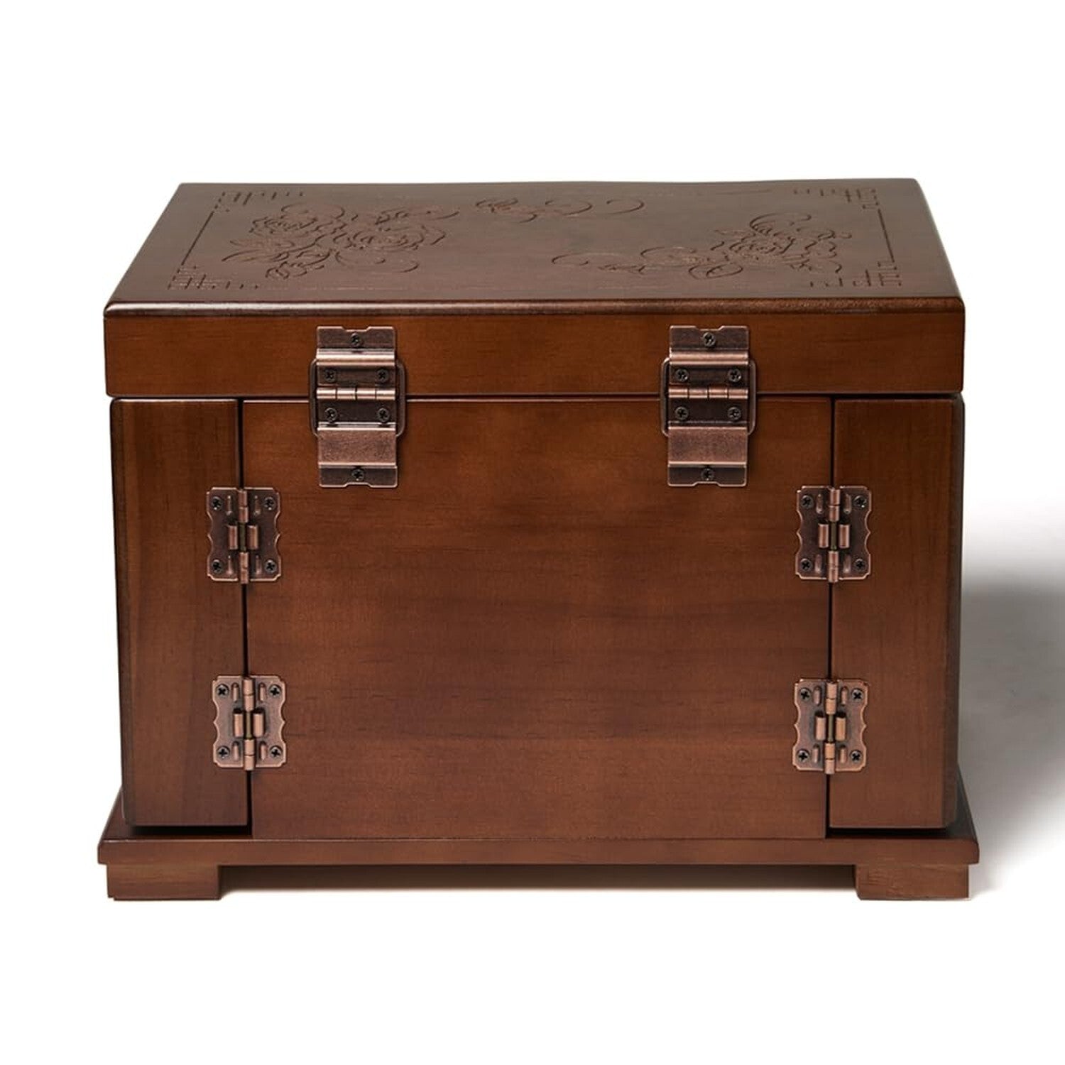 FEECOZ Wooden Jewelry Box for Women, Solid Wood Jewelry Organizer with Mirror...