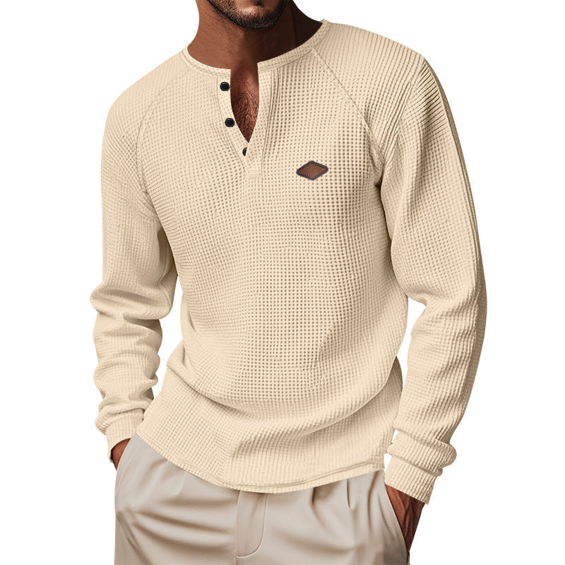 Waffle Buckle Quick-drying Raglan Henry Long Sleeve