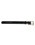 Black Exotic Leather Gold Tone Metal Buckle Armband
