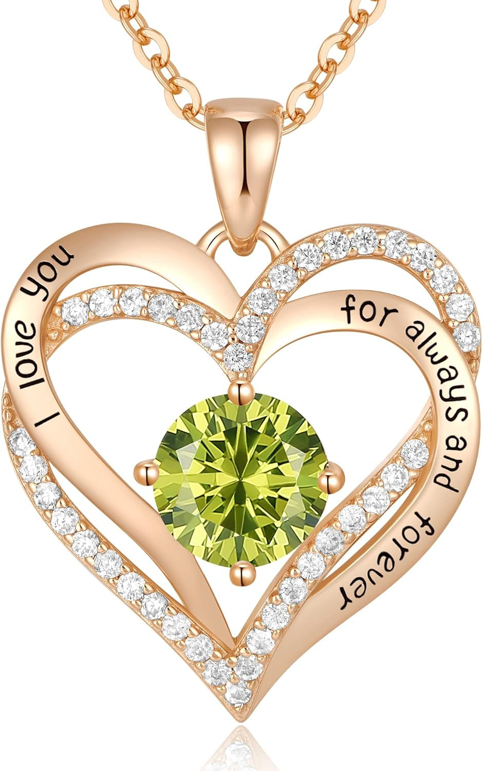 Forever Love Heart Necklaces for Women, Wedding Anniversary, Birthday Mothers Day Christmas Day Gifts for Mom, Mother, Wife, Friend, S925 Silver Jewelry with Birthstone Pendant