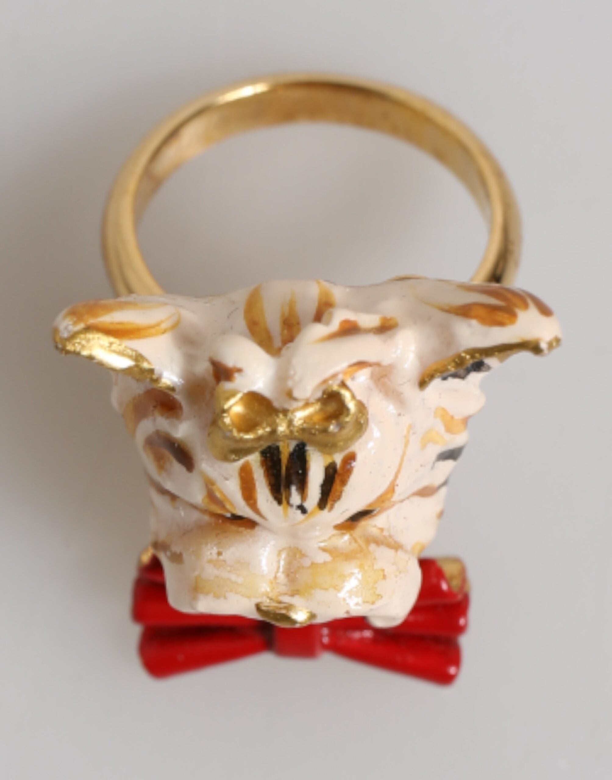 Gold Brass Resin Beige Dog Pet Accessory Ring
