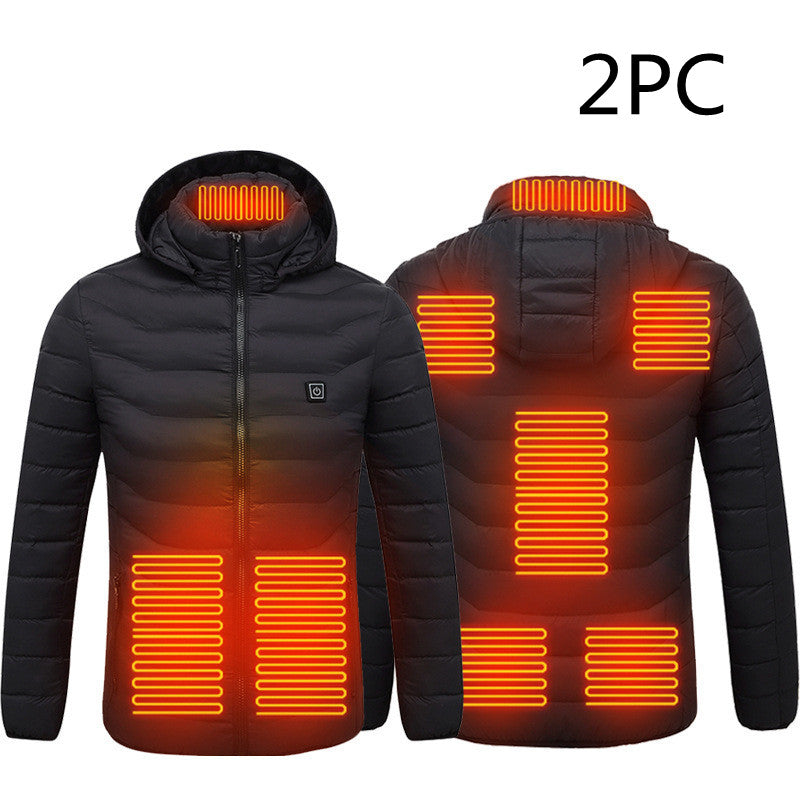 Men's Intelligent 8-zone Heating Stand Collar Hooded Lightweight Heating Insulation Jacket