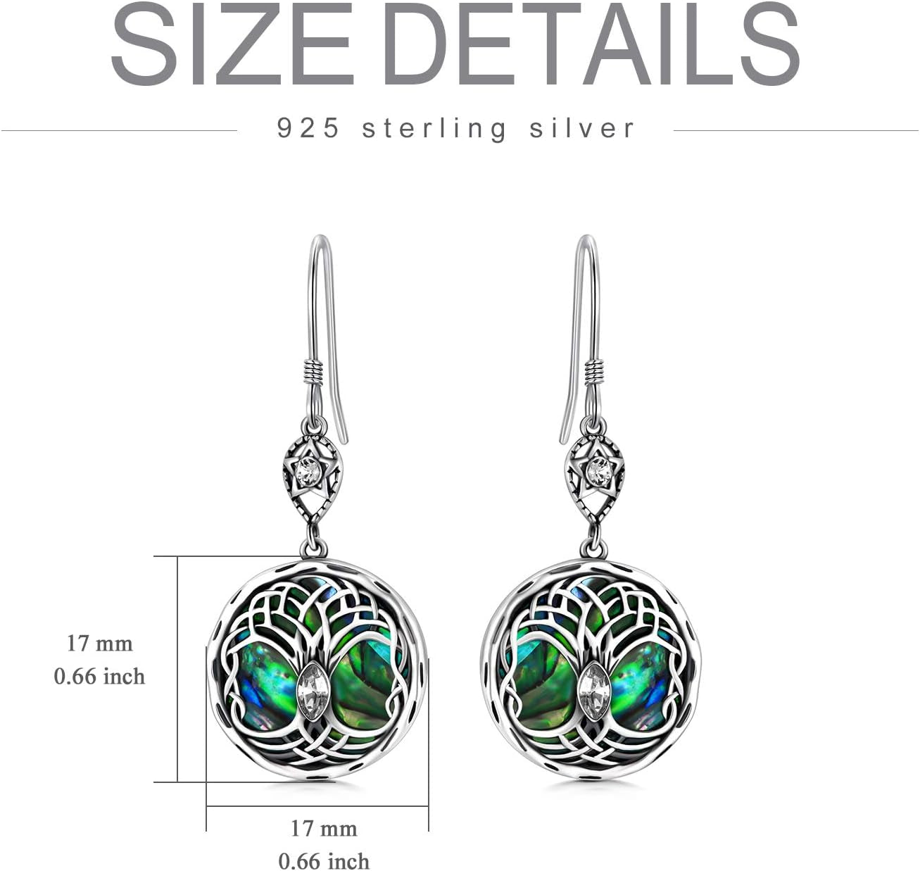 Celtic Tree of Life Earrings Sterling Silver Family Tree Dangle Drop Earrings with Birthstone Crystals, Birthday Jewelry Gifts for Women Her